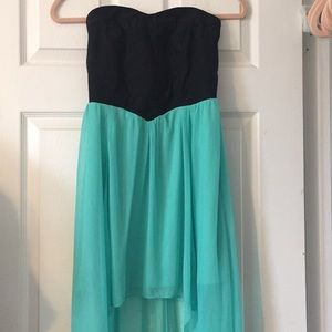 High Low teal & black dress